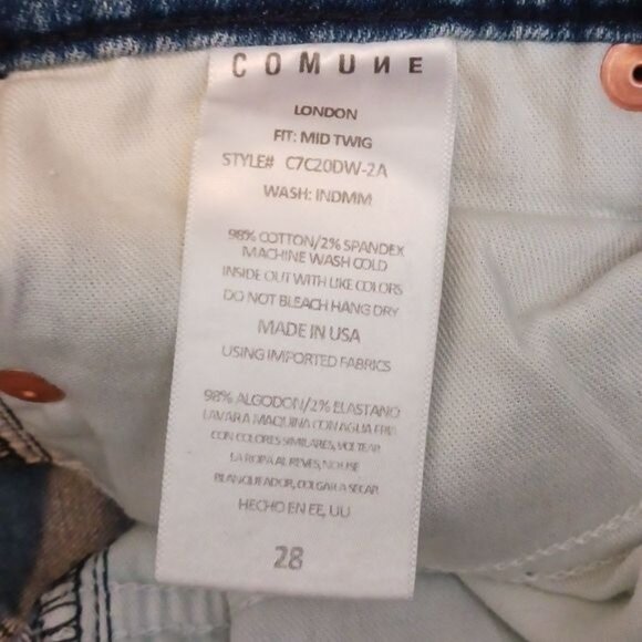 NEW Comune London Mid Twig Blue Jeans in Medium Wash Factory Distressed Size 28 - Picture 11 of 13
